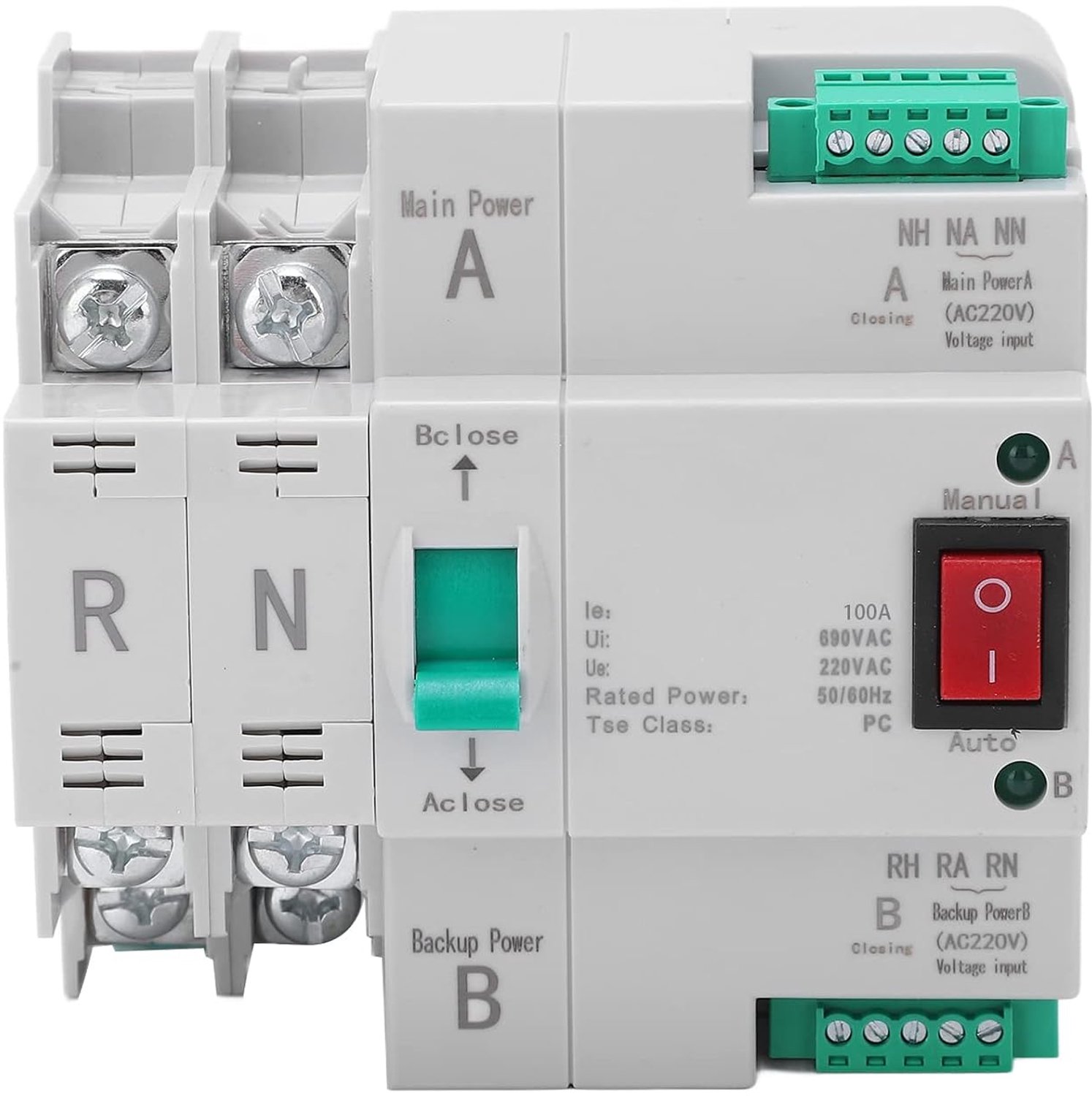 Automatische dual power schakelaar 220V - DIN-rail - zilver contact - betrouwbare stroomovername - ShopVlot