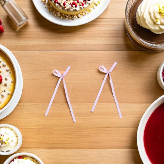 50 Stuks Toppers Voor Babyshowers Taart Decoratie Lintje Taarttoppers Voor Verjaardagsfeestjes Feestcake -decoraties Babyshower Taart Strikken Taarttoppers Voor Feestjes Purple — afbeelding 3