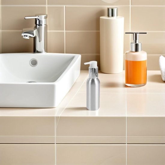 3 Stuks Delige Aluminium Lotion Pompflessen Hervulbare Zeepdispenser voor Badkamer Keuken Compacte Cosmetische Flessen voor Shampoo Reiniger — afbeelding 4