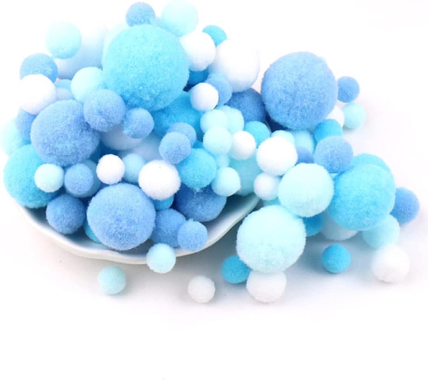 Duories 135 kleurrijke pompons om te knutselen, 10-30 mm, mini-pompons ballen, kleine pompons ballen, pluizige kleurrijke pompons, decoratieve pompons, pluche ballen, knutselaccessoires voor naaien