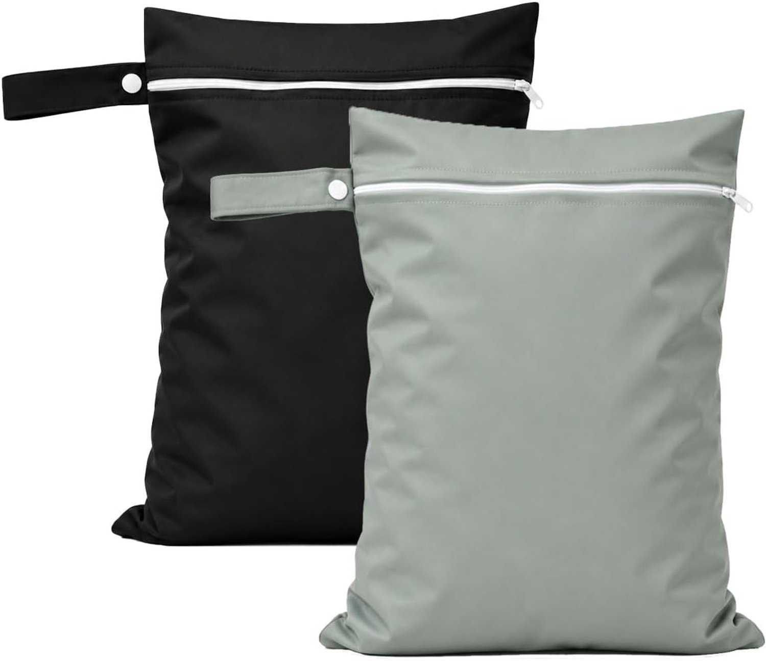 Set van 2 natte zakken, wetbag zwemspullen, tas voor natte badspullen, dry bag, kleuterschool, waszak, grijs, zwart