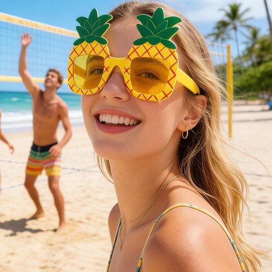 3 Stuks Grappige Hawaiiaanse Ananasbril van Lichtgewicht Tropische Feestbrillen voor Luau Strandfeesten Flexibele Fotohokje Rekwisieten met Helder Zicht Geschikt voor Poolparty — afbeelding 3