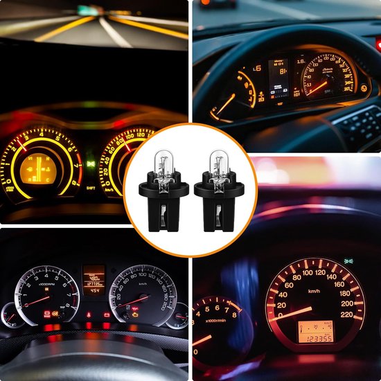 10 stuks dashboardlampen, DC 12 V 2 W T5 snelheidsmeter verlichting indicator lamp autolampen gloeilamp instrumentenverlichting lichtgele mini-lampen halogeen autolampen signaallamp gloeilamp — afbeelding 5