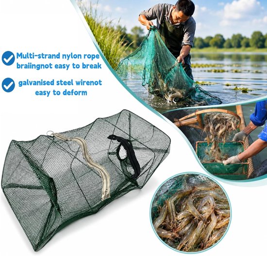 3 stuks opvouwbare visval krabval reuzen voor vissen opvouwbare visval opvouwbare vis kreefval aas vis vissen lokaas vissenbak (50 x 24 x 24 cm) — afbeelding 4