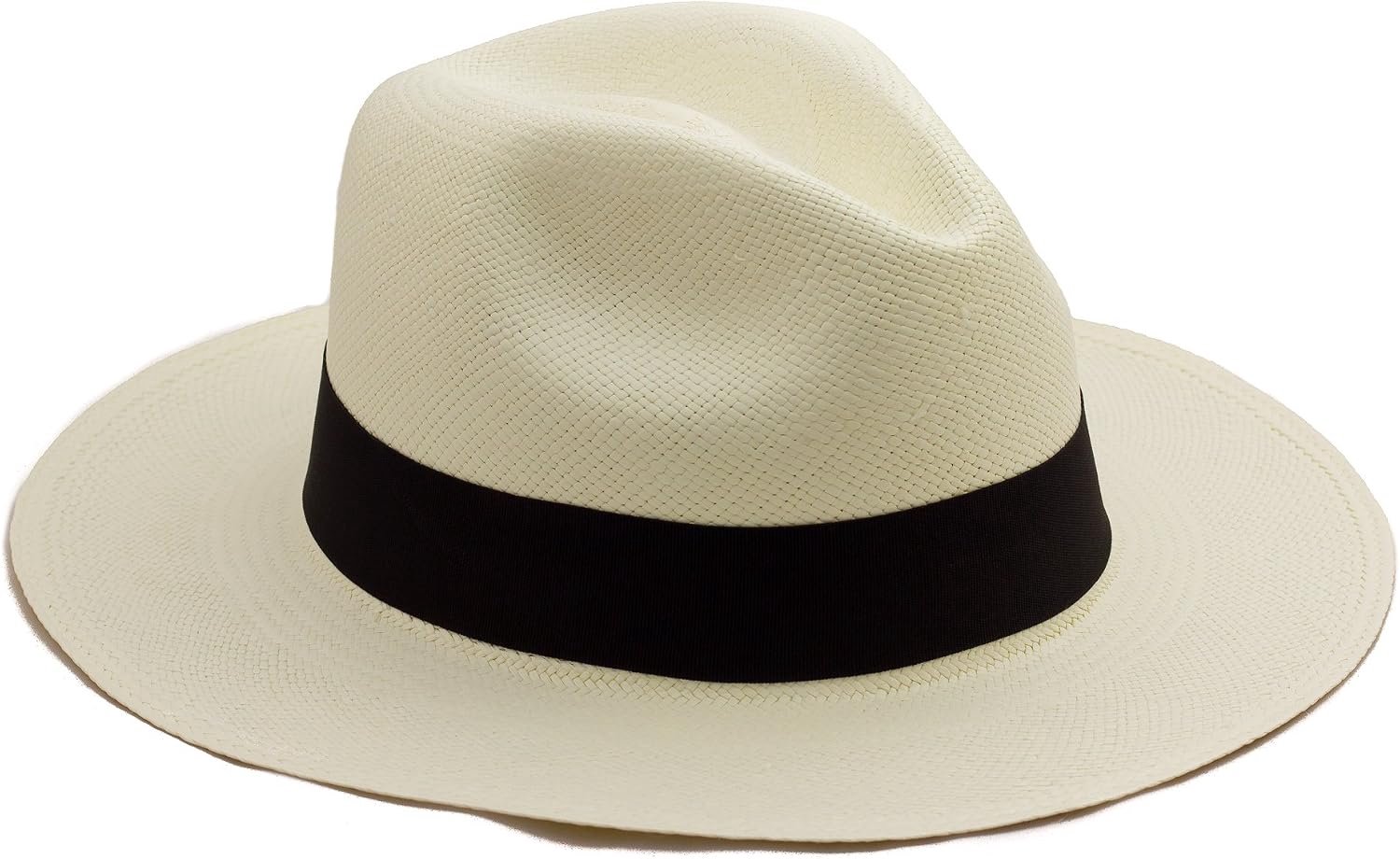 Tumi Echt Handgeweven Fedora Panama Hoed - Rolbaar, Wit, 60