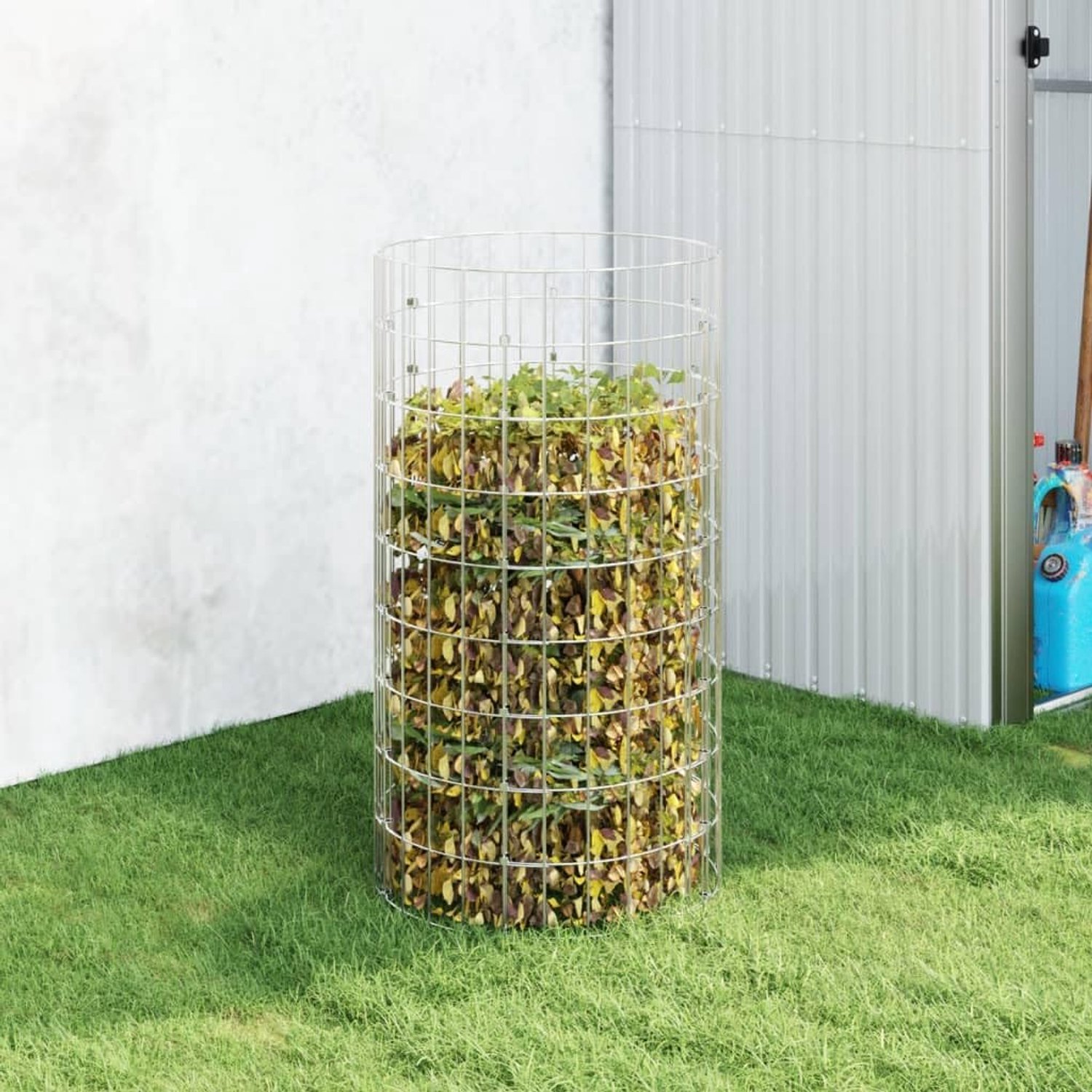 Tuincompostbak 50 x 100 cm, van verzinkt staal, stabiele compostbak voor bio-afval, tuinafval en gazonmaaien, robuuste compostbak voor de tuin