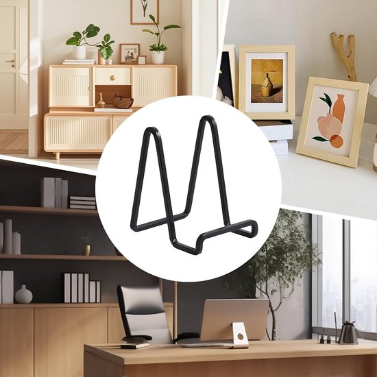 Ezel displaystandaard voor borden - 15,2 cm opvouwbaar houderrek, compact metalen frame voor foto's, records, borden, lichtgewicht ondersteuning voor tafel, bureau, aanrecht | feesttentoonstelling — afbeelding 2