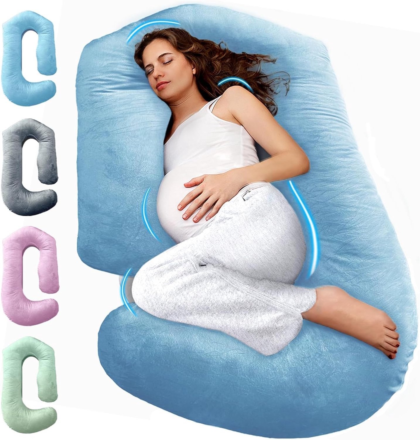 Zwangerschapskussen om te slapen - V-vormig full-body kussen ondersteuning, 144,8 cm verkoelend moederschapskussen voor zwangere vrouwen, ondersteuning voor buik, rug, benen. Zwangerschapsgeschenken