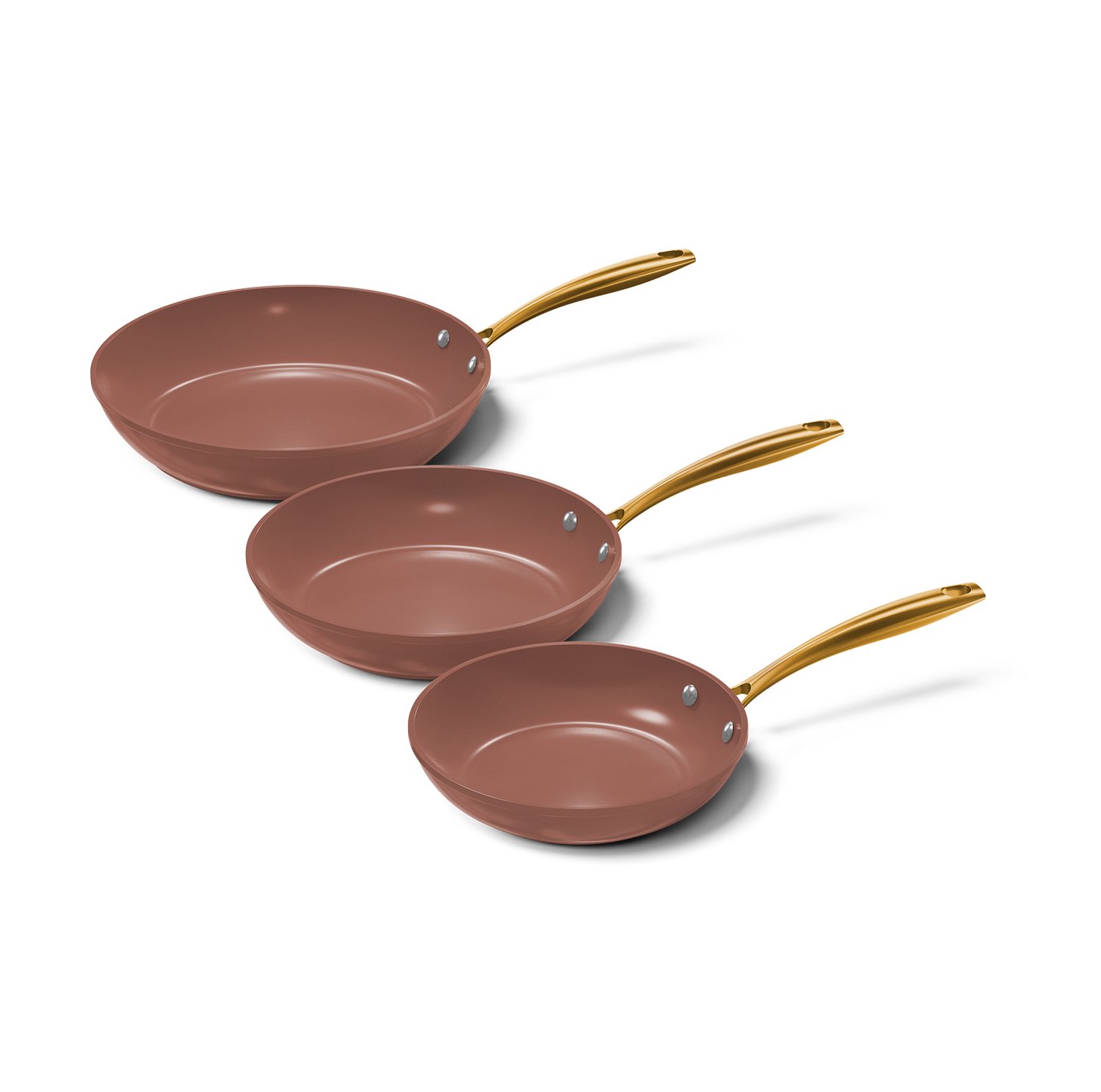 Cook & Pan - Sienna Koekenpannenset 3-delig + 3 glazen deksels - PFAS vrij - Inductie Keramisch - Non stick - 7 jaar garantie - Sienna