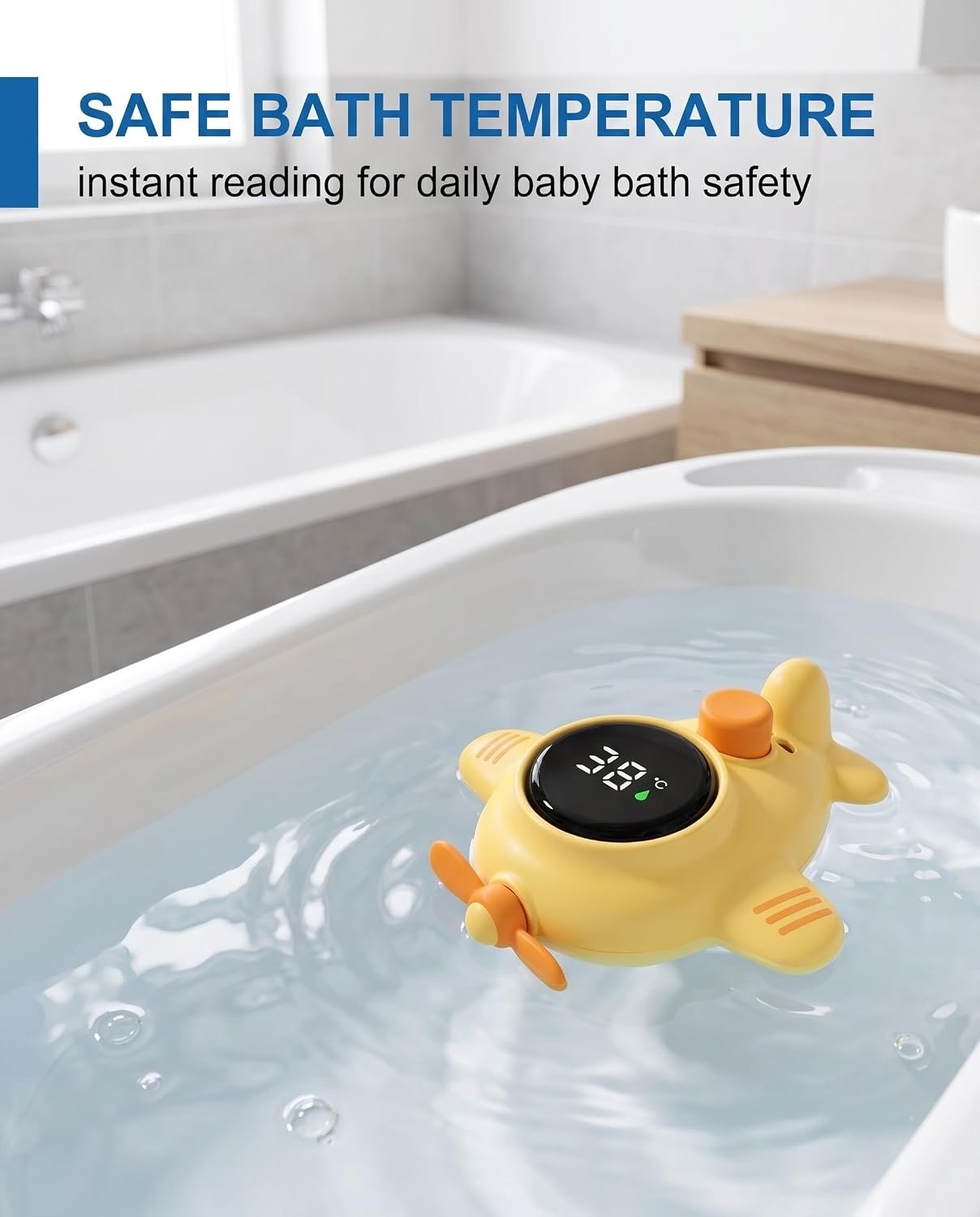 Badthermometer, 1 stuk vliegtuigdesign, onmiddellijke aflezing, nauwkeurige watercontrole voor gevoelige huid en stressvrij bad