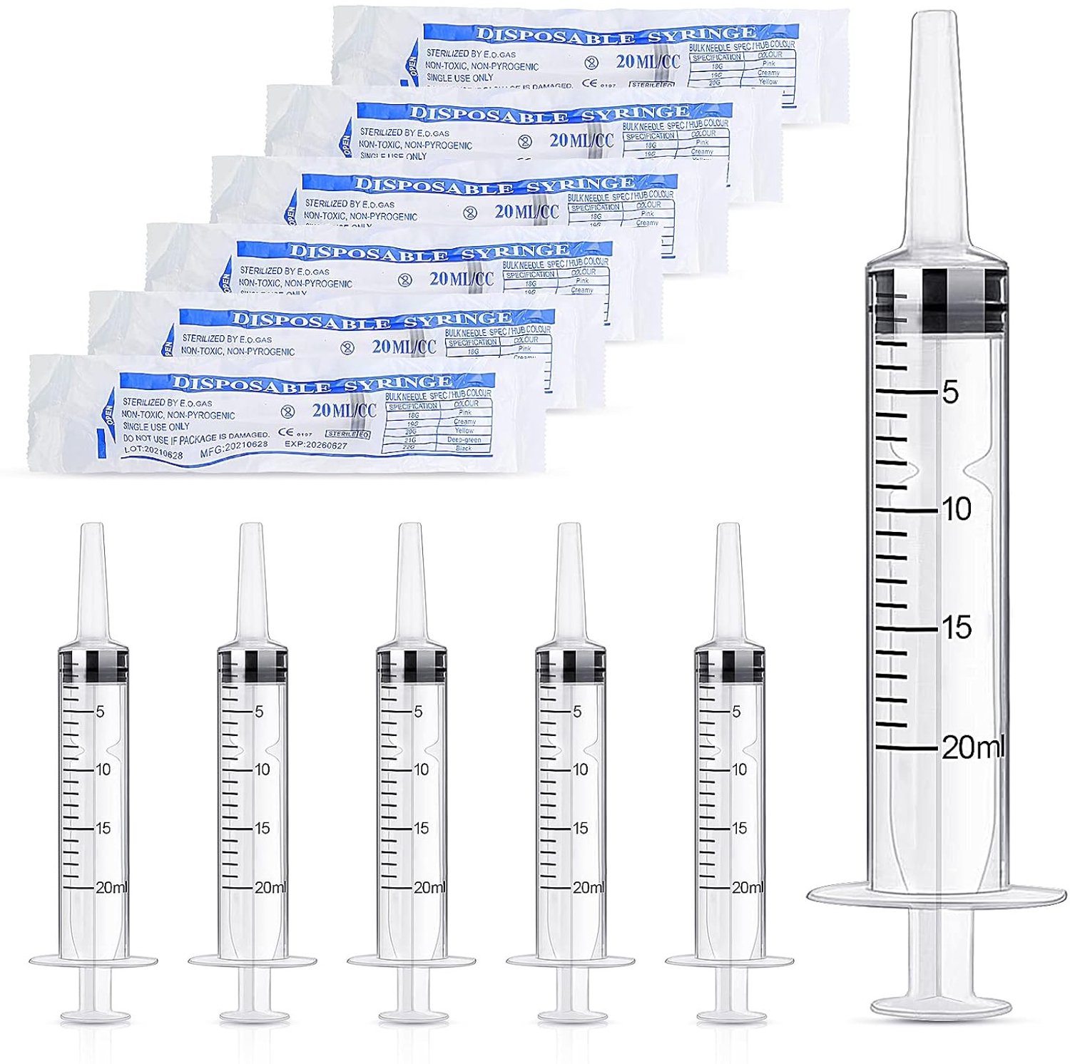 Kunststof Spuiten - Transparant - 20 ml - Duurzame Doseerspuiten voor Laboratoria en Huisdieren