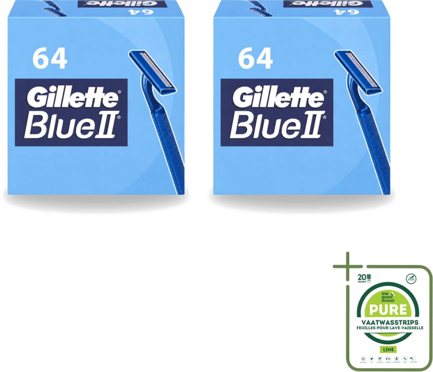 2 x Gillette - Blue 2 - Wegwerpscheermesjes - Duurzaam en comfortabel - 64 Scheermesjes - Grootverpakking - Scheermesje - Wegwerpscheermesje - Gillette - Scheerbeurt - Scheermesjes