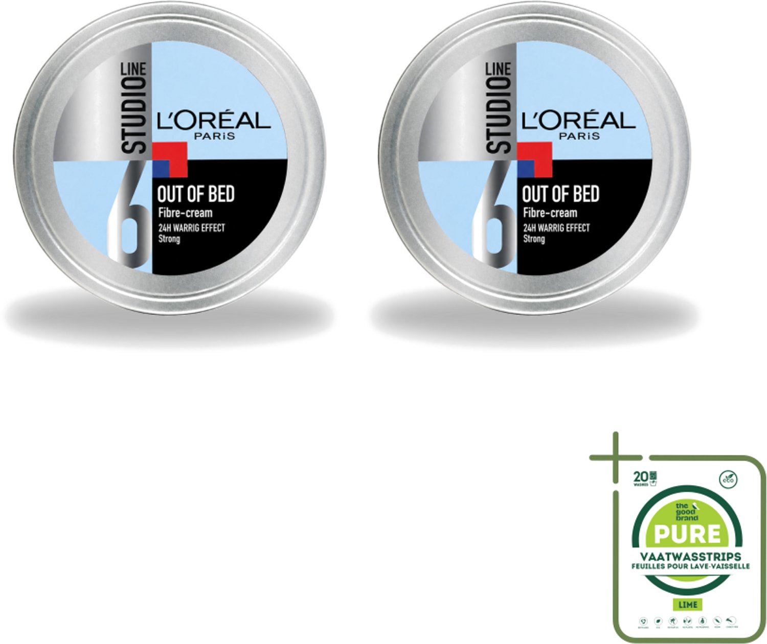 2 x L'Oréal Paris - Wax - Studio Line - Out Of Bed - Fibre Cream - Warrig Effect - 150 ml - Grootverpakking - Warrig Haar - Haarstijl - Haar Fixatie - Haar Crème - Studio Line