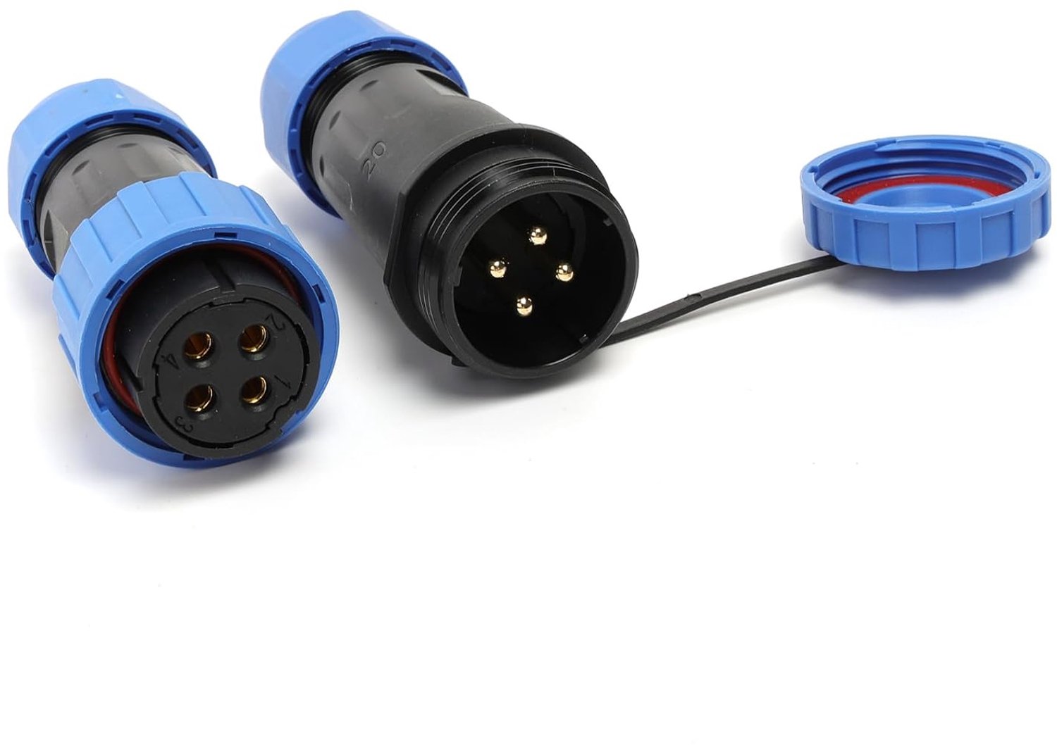 HangTon TY20 4 Pin 25A Electrical Waterproof Connector, Female Male Plug Socket, Screw Terminal Wiring, Quick - ShopVlot