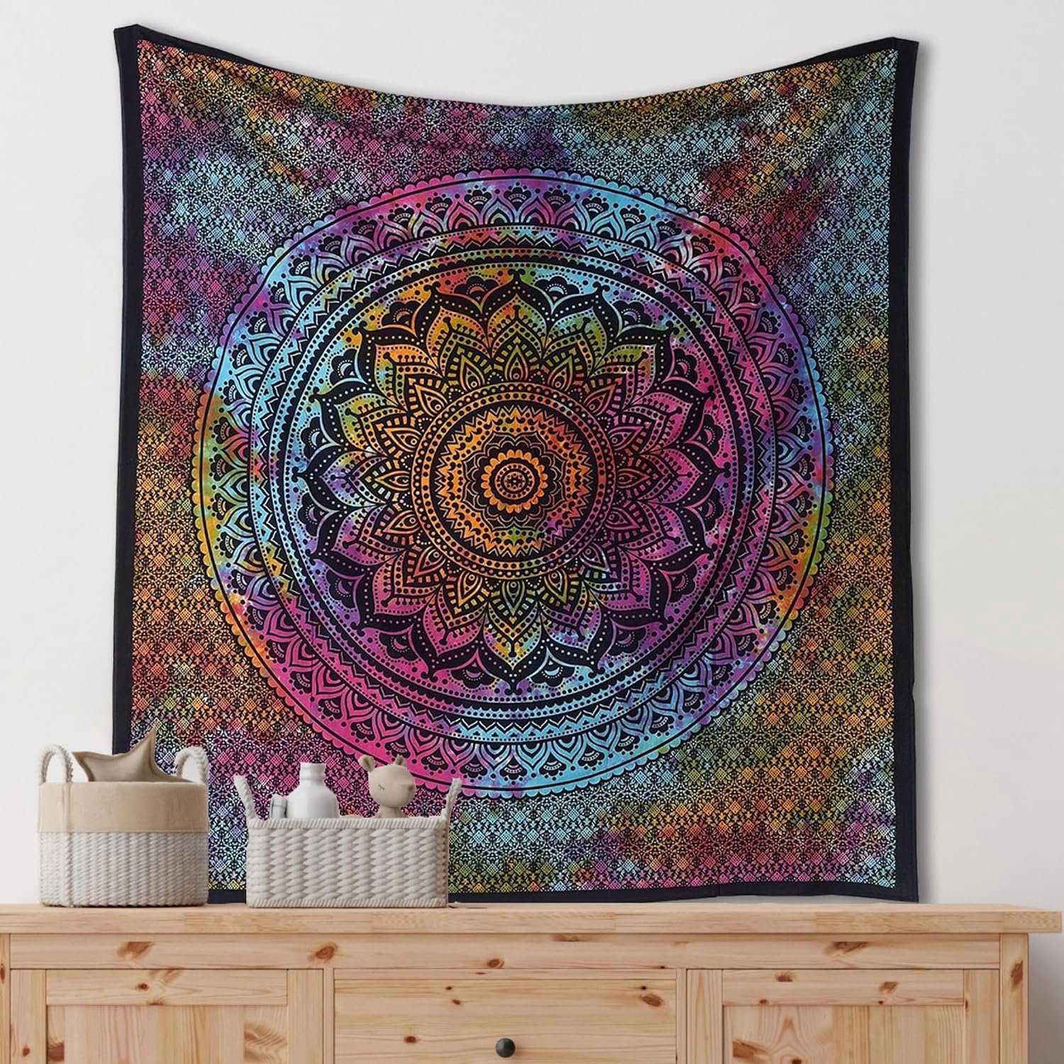 Mandala Tapestry 54x60 Inch - Bohemian Ombre - 100% katoen - Perfect voor decoratie - Homevero