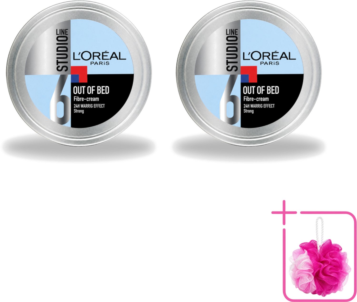 2 x L'Oréal Paris - Wax - Studio Line - Out Of Bed - Fibre Cream - Warrig Effect - 150 ml - Bulkverpakking - Warrig haar - Haarstijl