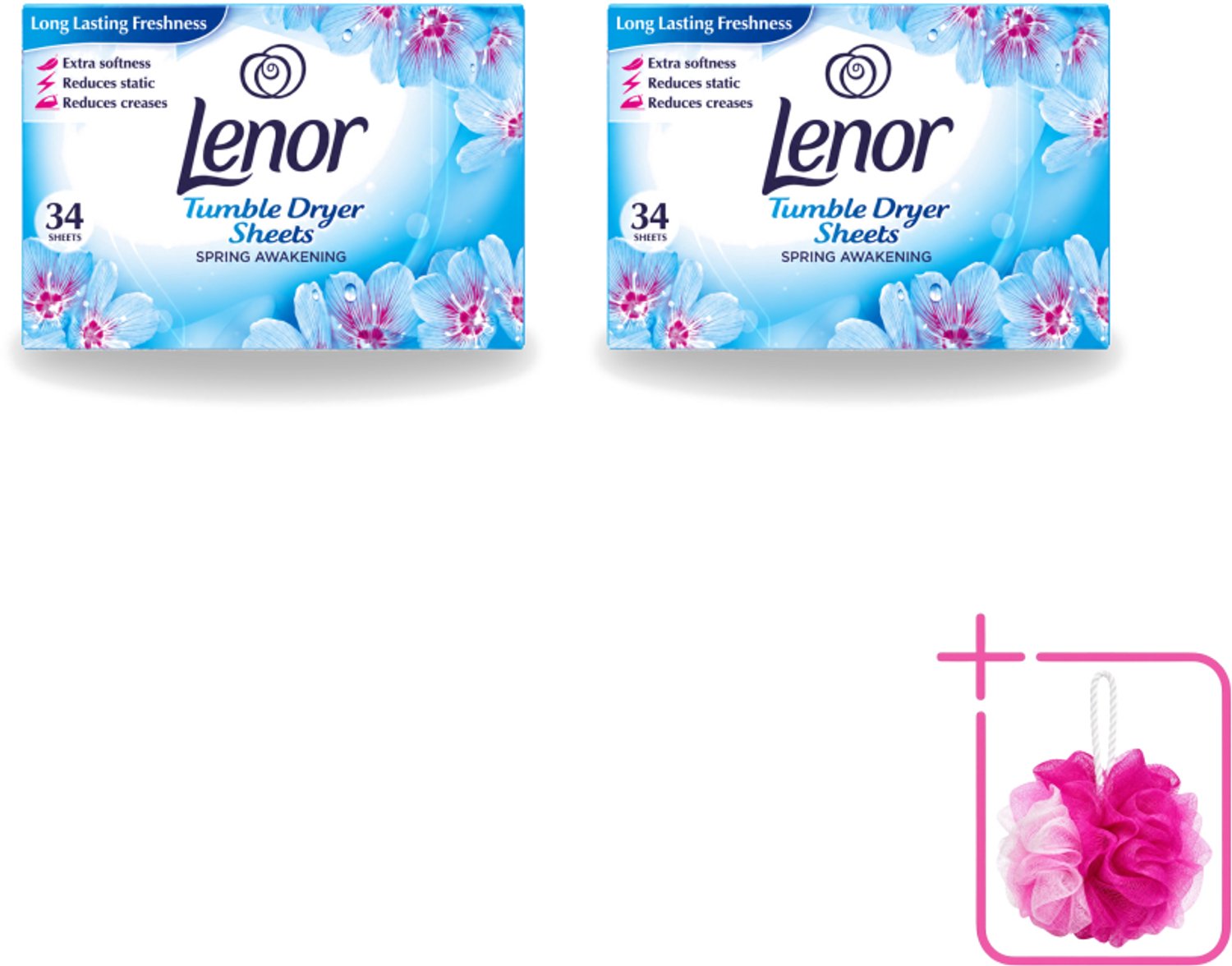 2 x Lenor - Droogtrommeldoekjes - Spring Awakening - 34 Doekjes - Bulkverpakking - Droogtrommeldoekjes - Douchemop - Voorjaar geur
