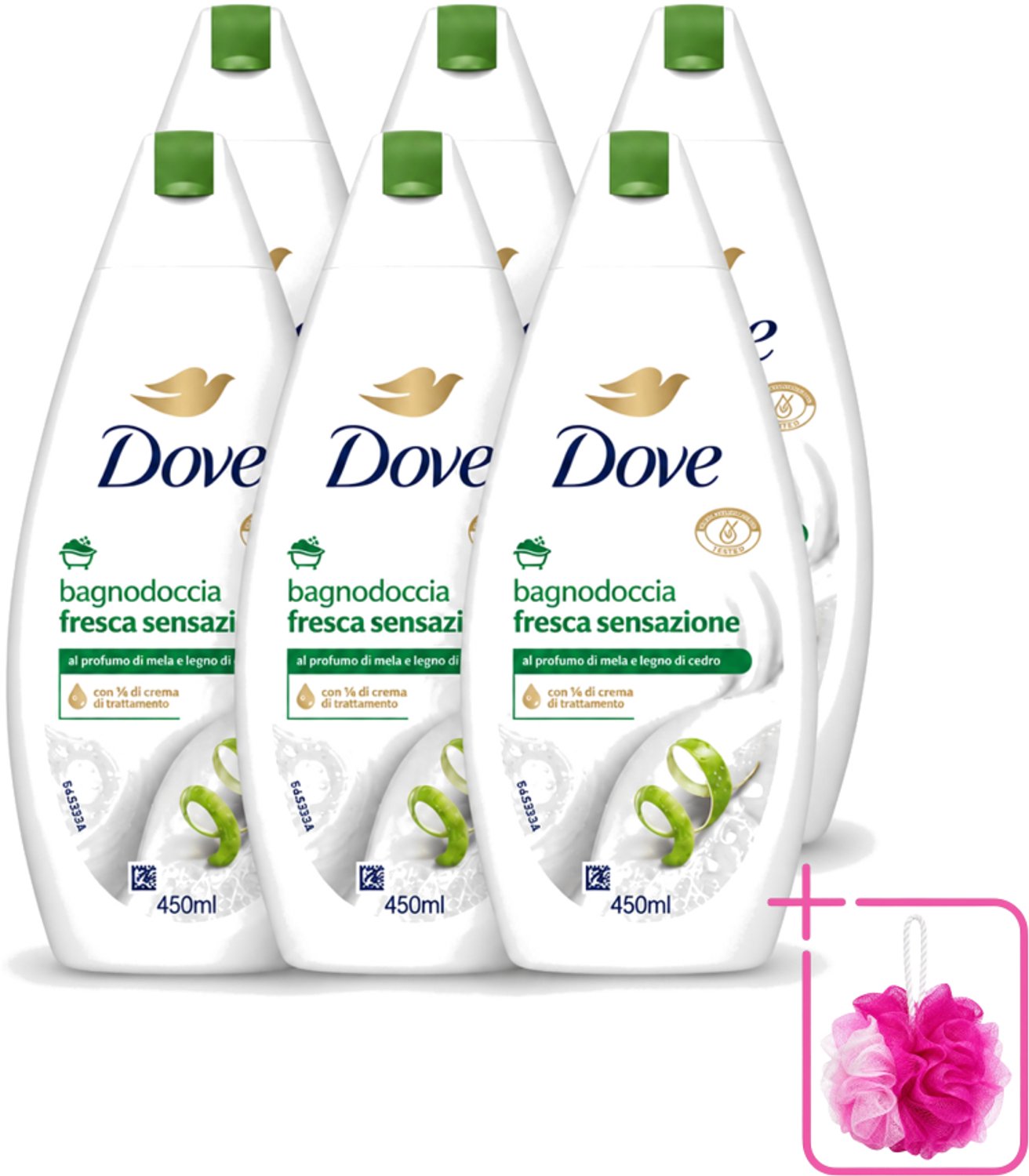 6 x Dove – Douchegel – Fresh Sensation – 450 ml - Bulkverpakking - Douchegel - Douchemop - Fris gevoel