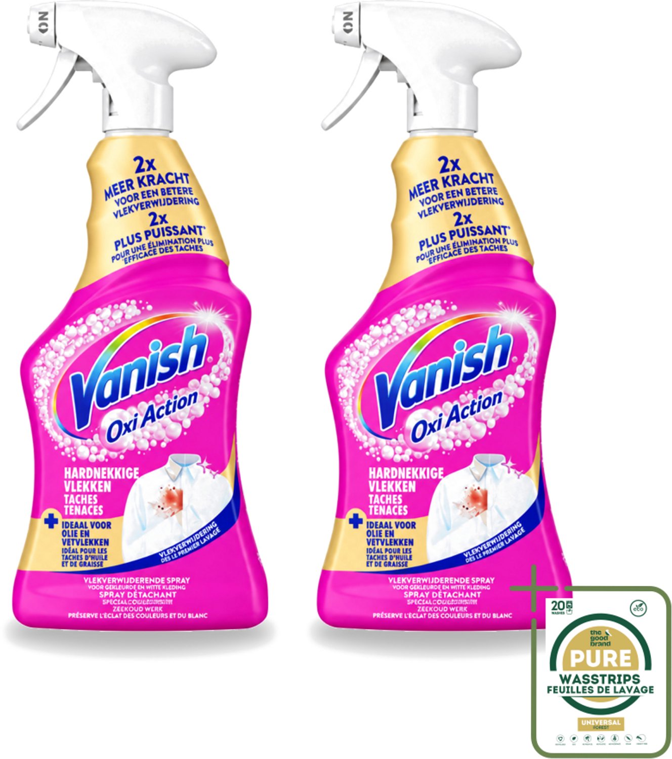 2 x Vanish – Vlekverwijderaar Spray – Hardnekkige Vlekken – 500 ml - Wasstrips - Vlekkenverwijderaar Spray - Hardnekkige Vlekken - Vlekkenverwijdering - Wasmiddel - Textiel Reinigen