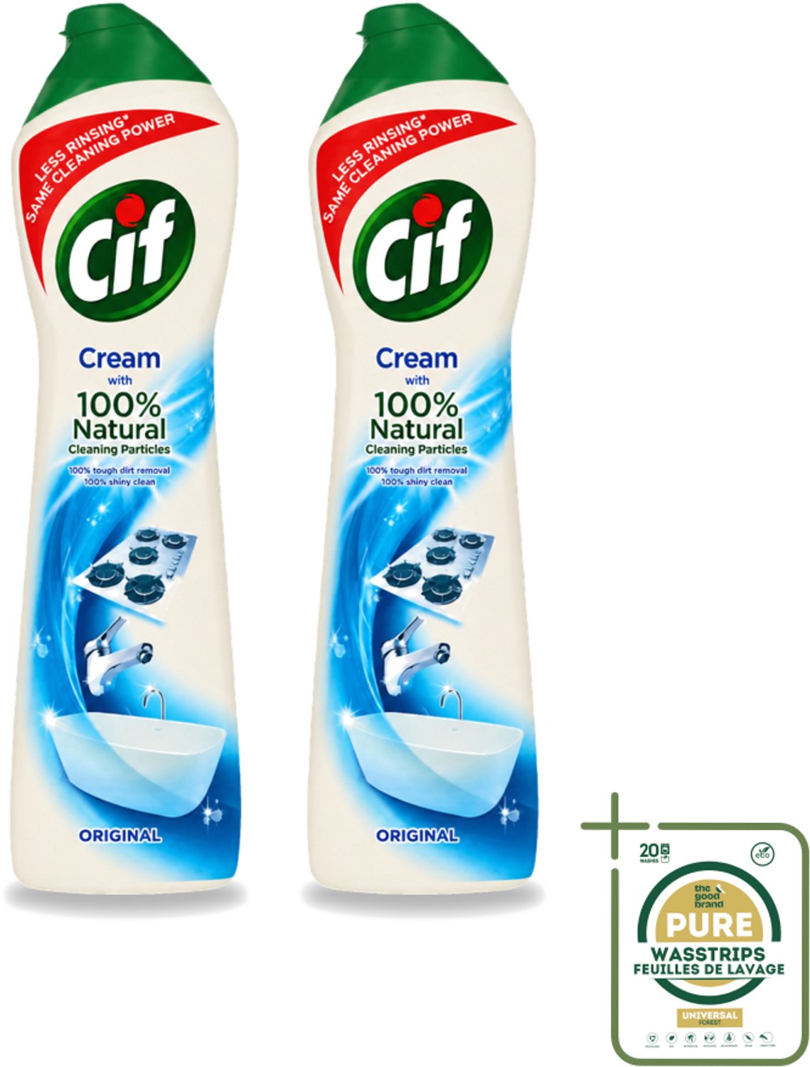 2 x Cif - Badkamer & Keuken - Cream - Verwijdert Hardnekkig Vuil - 500ml - Cif Cream - Reiniging Badkamer - Reiniging Keuken - Verwijderen Vuil - Verwijderen Vet
