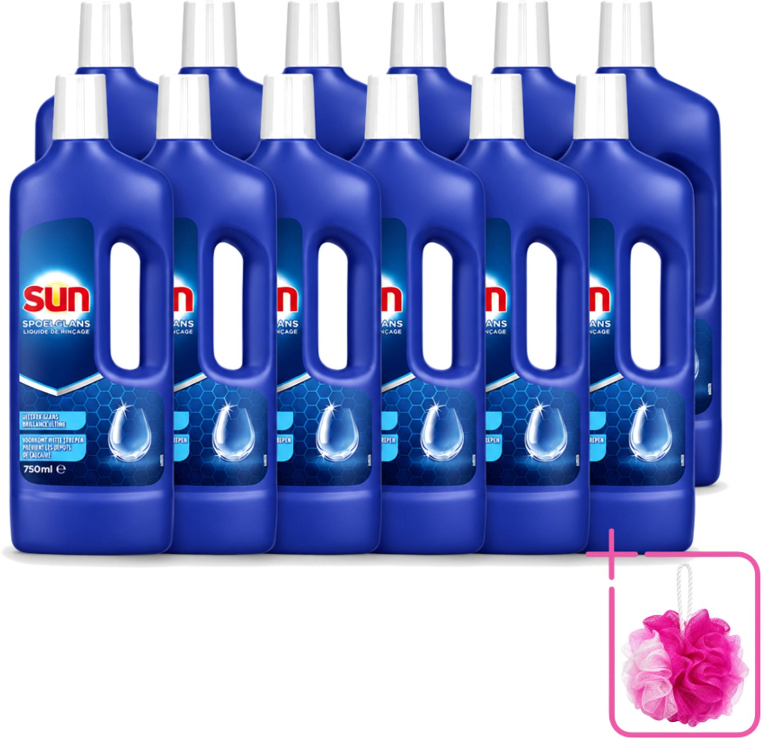 12 x Sun - Normaal - Spoelglans - 750 ml - Bulkverpakking - Vaatwas spoelglans - Douchemop - Spoelglans vaatwas