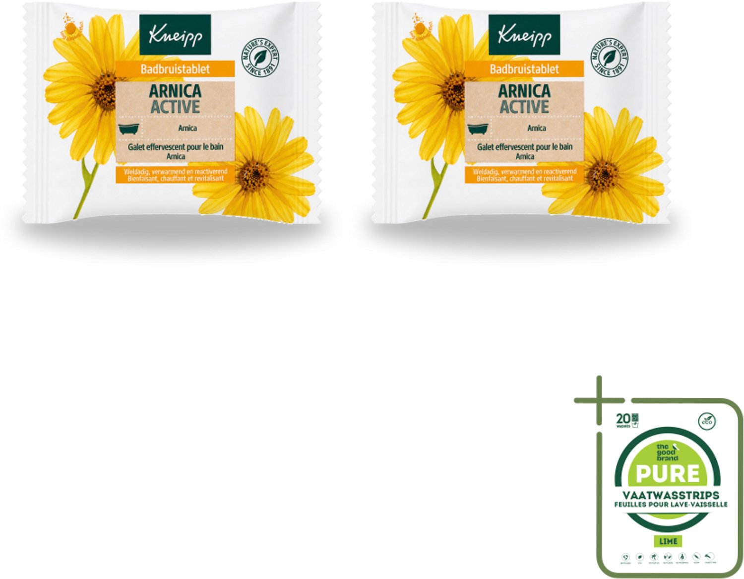 2 x Kneipp - Badbruistablet - Arnica - Grootverpakking - Vaatwasstrips - Badtablet - Arnica - Spierherstel - Verwarmend Bad - Ontspanning