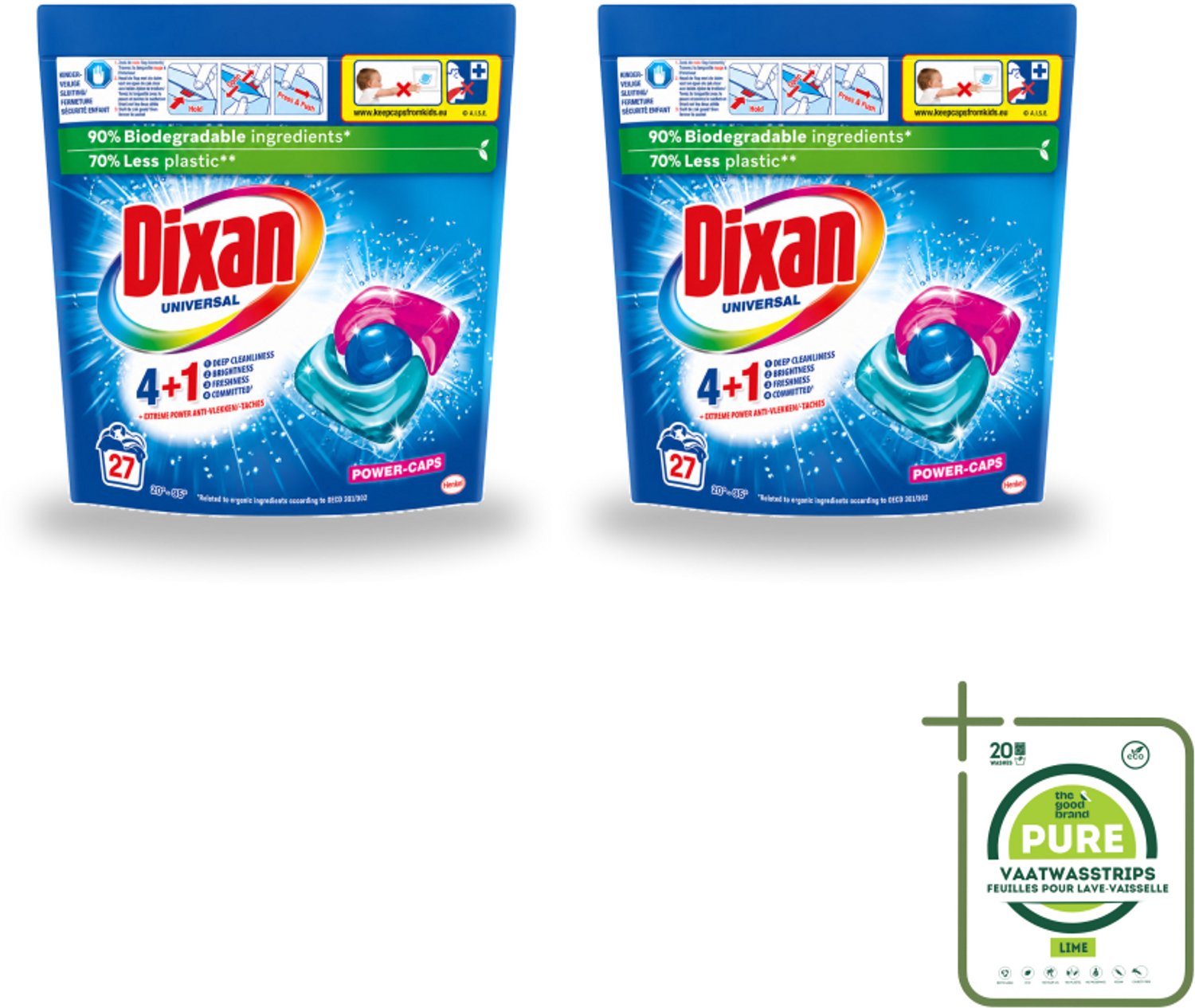 2 x Dixan - Wasmiddelcapsules - Universeel - 27 wasbeurten - Grootverpakking - Vaatwasstrips - Wasmiddel - Wascapsules - Wasmachine - Wasbeurt - Wasgoed