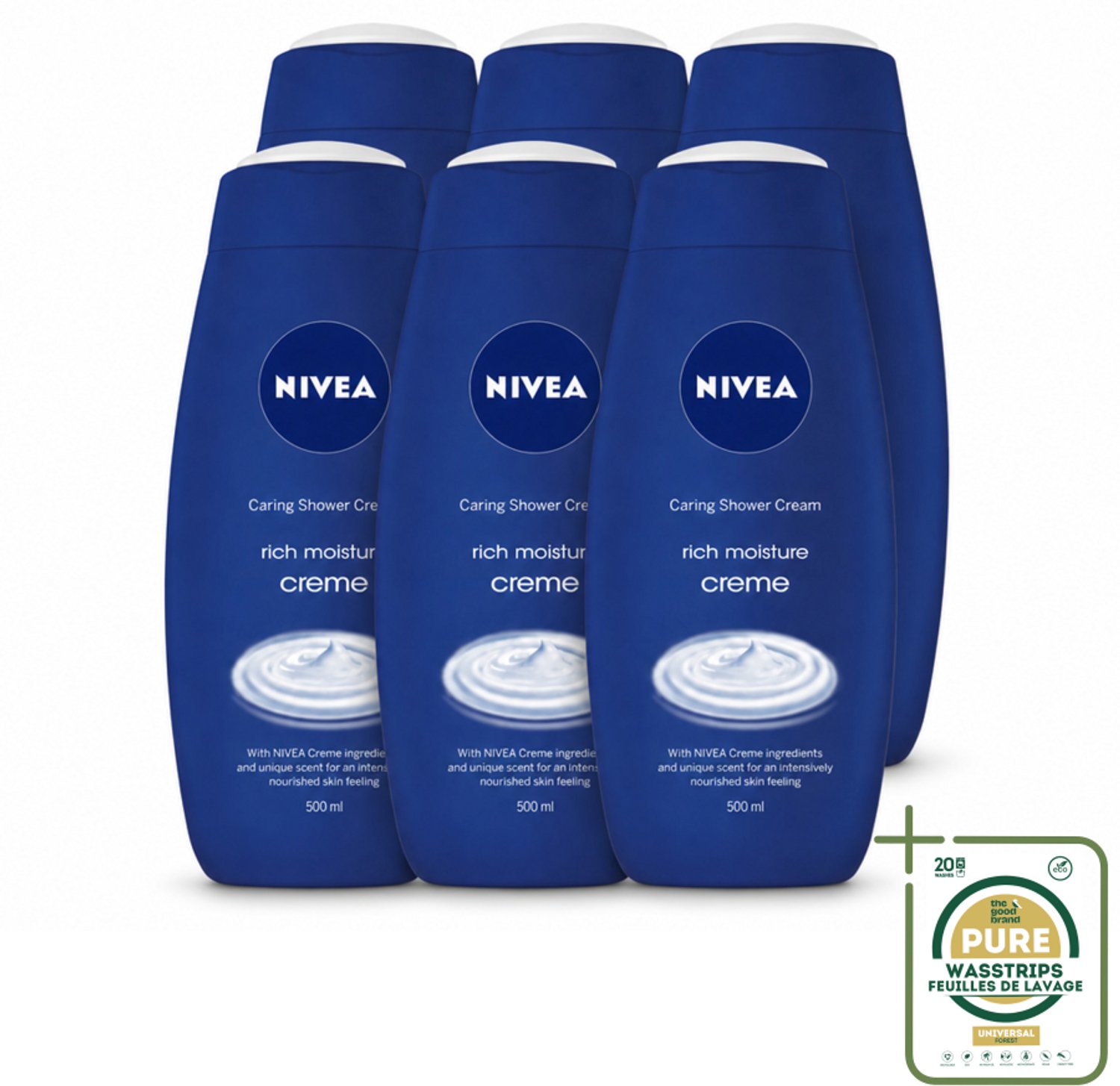 6 x NIVEA - Douchecrème - Rijke Hydratatie - Voedend Huidgevoel - 500 ml - Wasstrips - Douchecrème - Voedend Huidgevoel - Hydratatie - Huidverzorging - NIVEA
