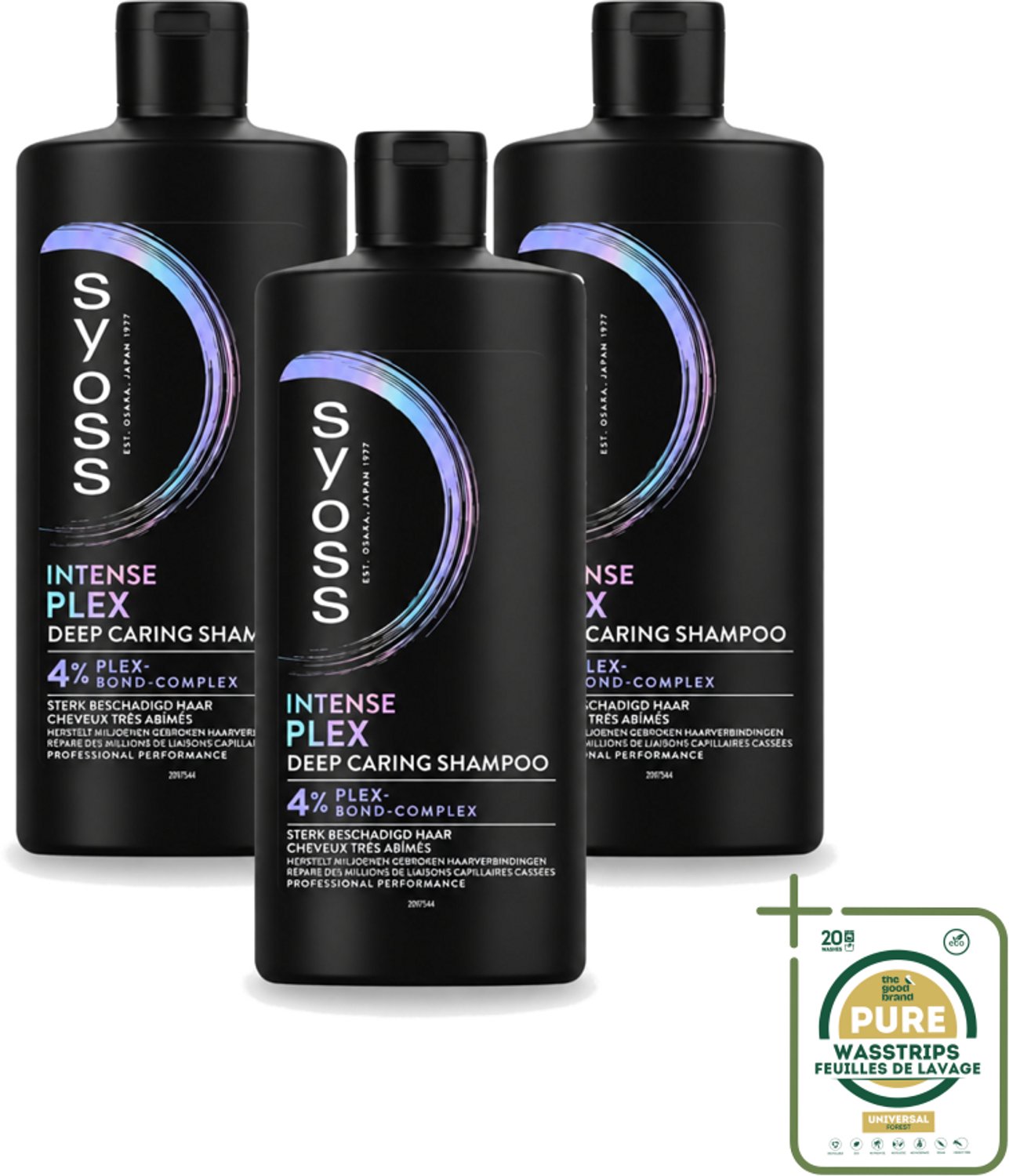 3 x SYOSS - Plex - Shampoo - Langdurige Styling - 440ml - Wasstrips - Haar Herstellen - Beschadigd Haar - Haar Herstel Shampoo - Plex Complex - Haar Kracht