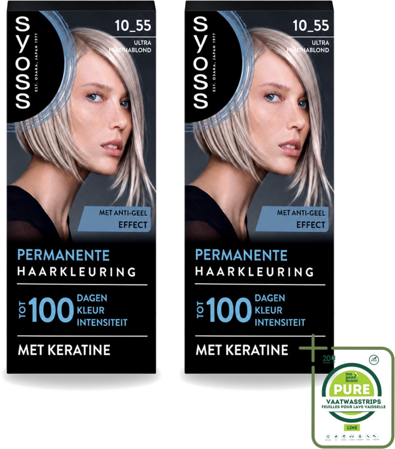 2 x SYOSS - Permanent Coloration 10-55 - Haarverf - Permanente Haarkleuring - Ultra Platina Blond - Grijsdekking - Grootverpakking - Vaatwasstrips - Haarkleur - Haarkleuren - Haarkleuring - Haarkleuringsproducten - Haarverzorging