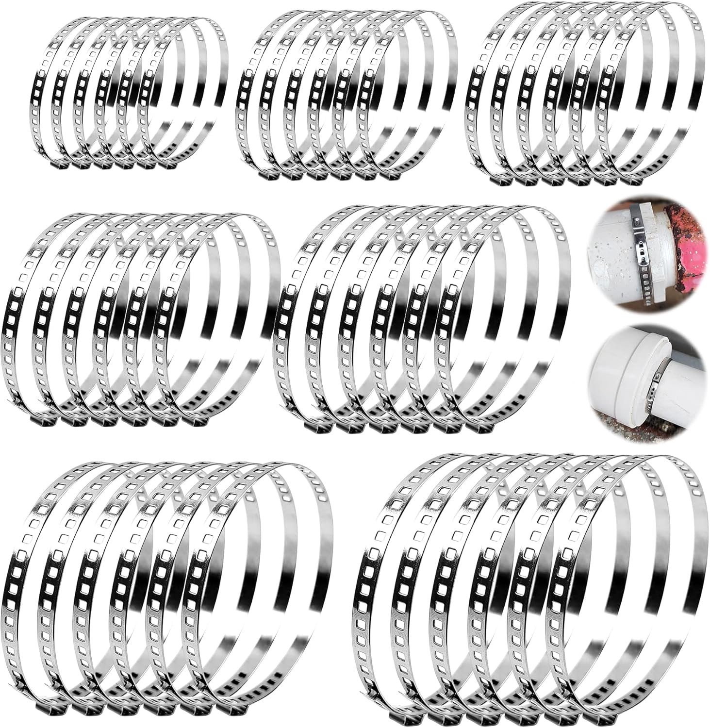 Complete Set van 42 RVS Slangklemmen met Verstelbare Maten van 10-150mm voor Diverse Toepassingen en Bootonderdelen