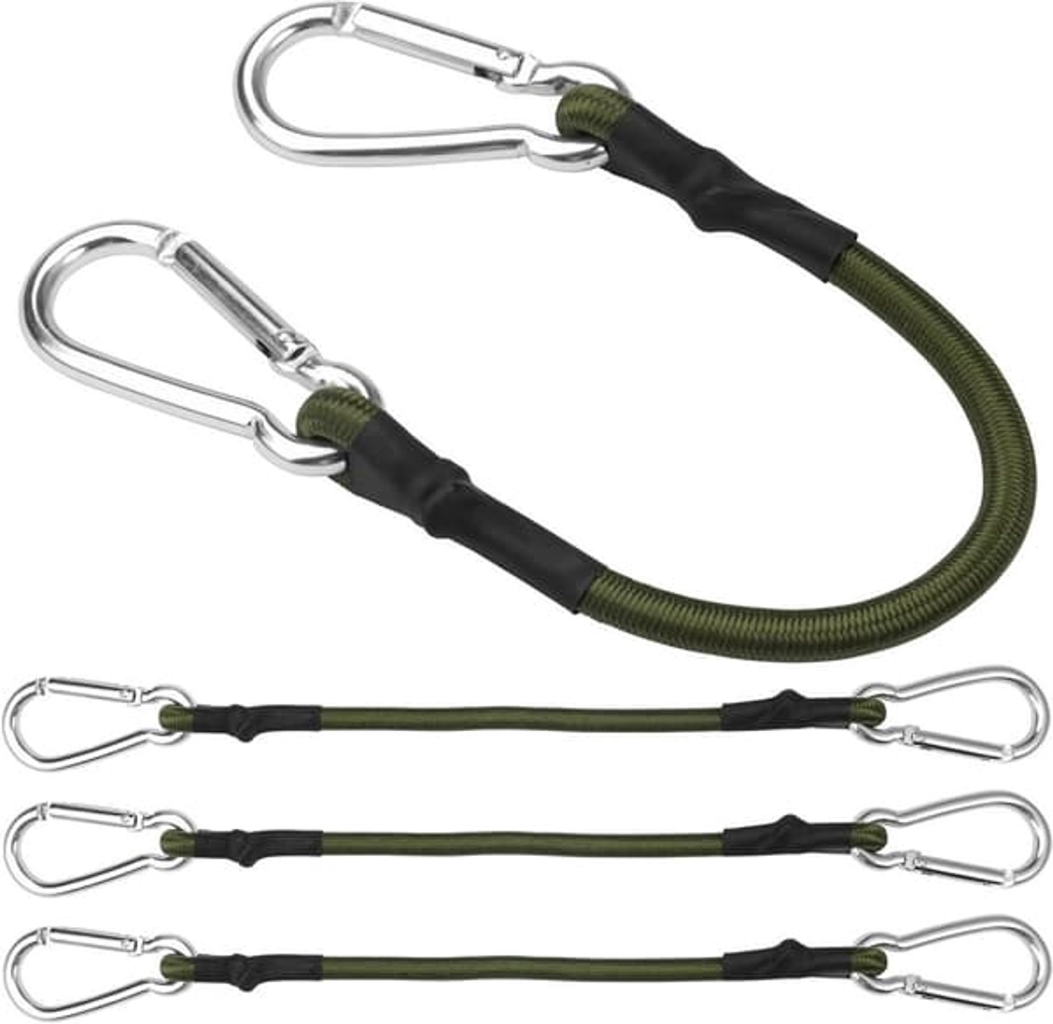 Set van 4 rubberen banden met karabijnhaak - 30 cm - Elastische banden voor bagage, fietsen en vrachttransport