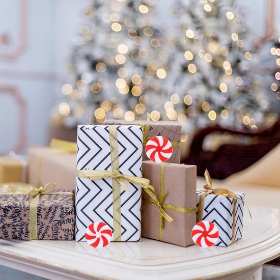 50 Stuks Kerstdecoratie Kerstboom Hanger Decoratie Folie Ronde Zuurstok Kerst Ovaal Zoet Nep Kerstversieringen DIY Ornament Snoepjes — afbeelding 3