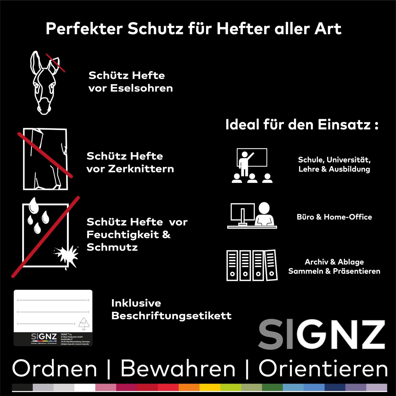SIGNZ Boekbeschermers DIN A5, 25 stuks, transparant, sterk 90my (0,09 mm), CO2-neutraal gemaakt, made in Germany - ShopVlot
