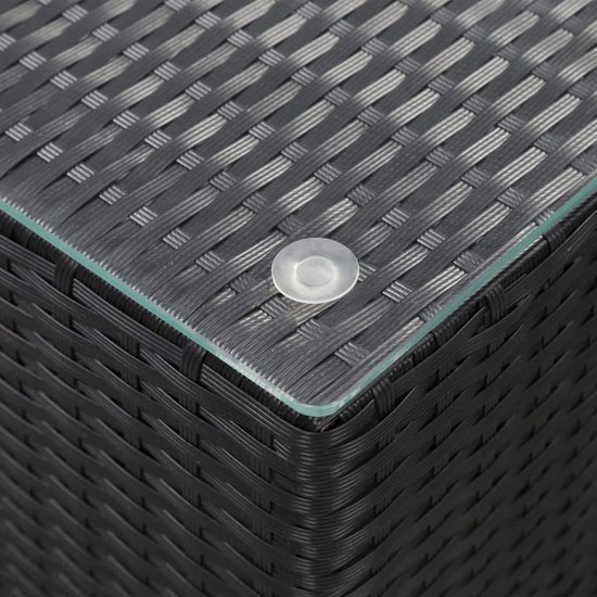 Bijzettafels 3 stuks met glazen top zwart poly rotan, woonkamer eindtafels, bijzettafels voor woonkamer (SPU: 46984) — afbeelding 2