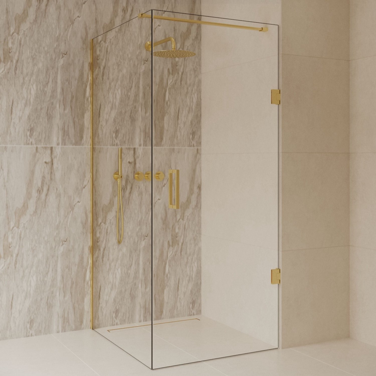 Sanitado Dalis Douchecabine Helder Glas Mat Goud Profielen 140x80 cm