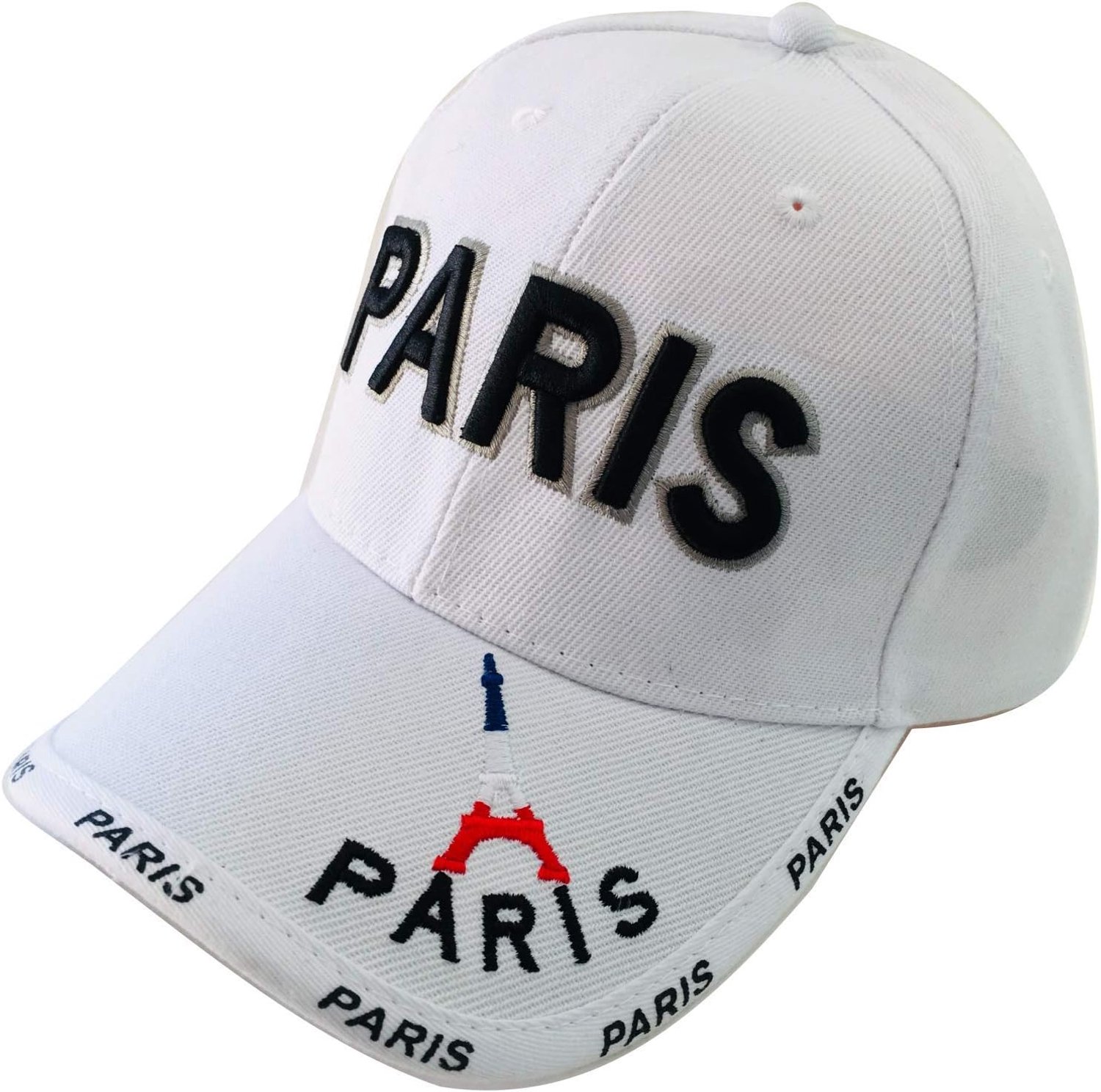 Cap Parijs Eiffeltoren - wit - jongen en sport - opschrift Parijs en mini Eiffeltoren in borduurwerk