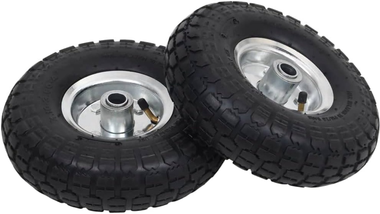 steekwagenwielen, set van 2 luchtbanden, 260 x 83 mm, 4.10/3.50-4, reservewiel met stalen velg voor steekwagen, transportwagen, bolderkar, belastbaar tot 100 kg