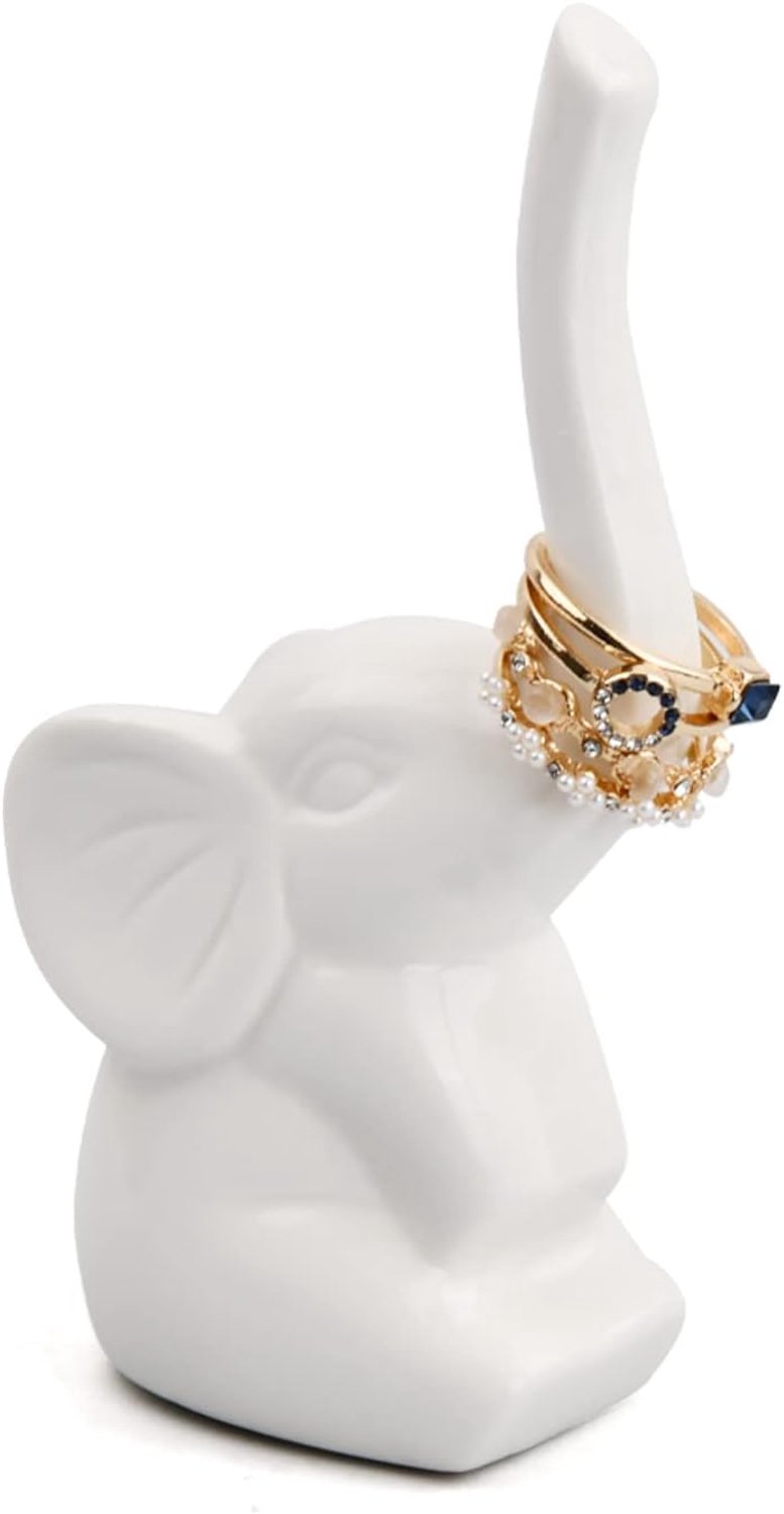 emperoch Olifantengeschenken, porselein, olifant, ringstandaard, unieke ringstandaard, sieradenhouder, olifant - ShopVlot