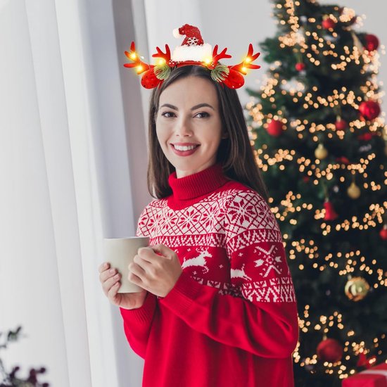 2 stuks kerstgewei haarband, kersthaarband, kerstgewei, haarband, Kerstmis, verlichte kersthoofdbanden met led, kersthaarband voor Kerstmis, vakantie, feest — afbeelding 5