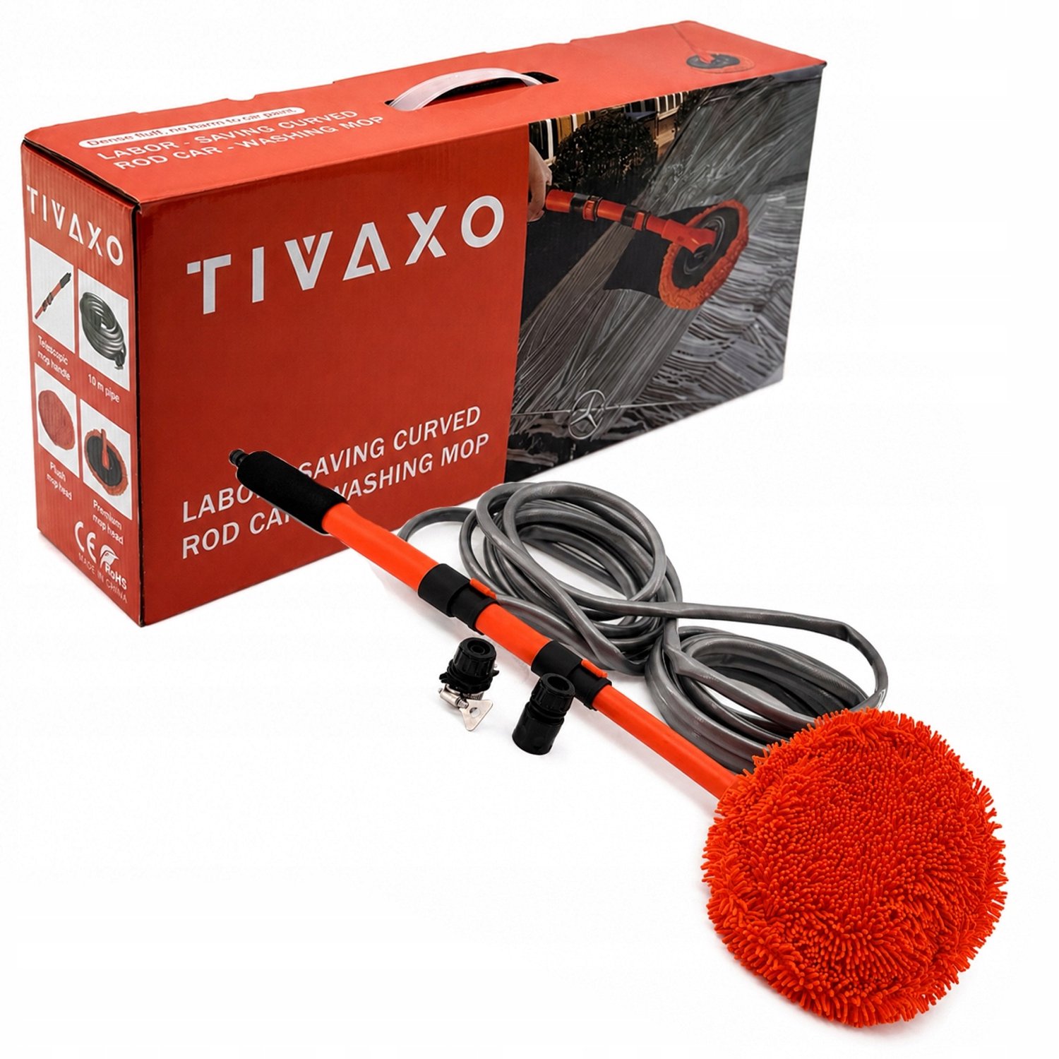 Telescoop Mop Auto Wassen met Water + Slang - Zachte Microfiber