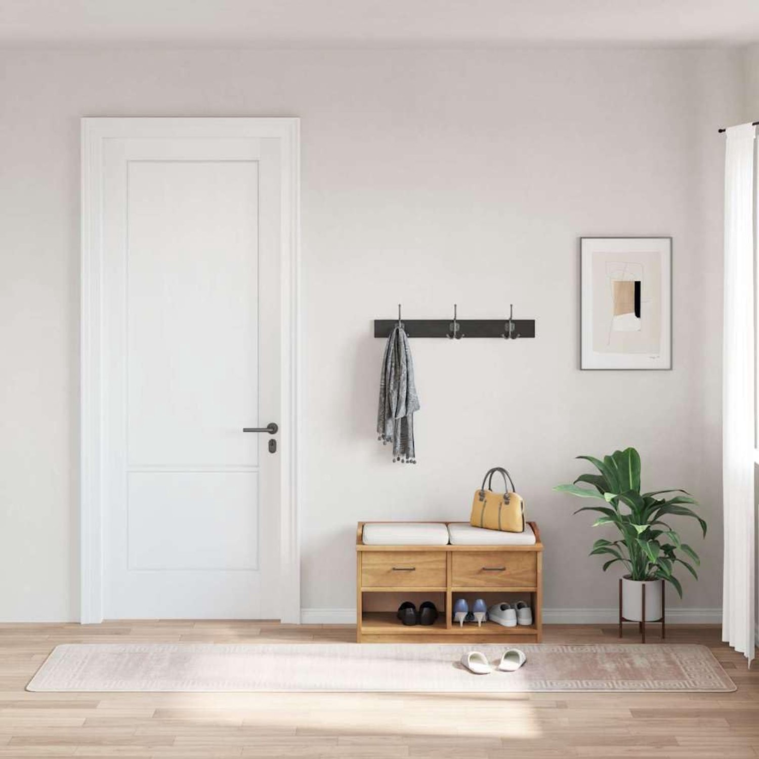 Wasbare fluwelen loper, voor hal en woonkamer, 80 x 300 cm, beige