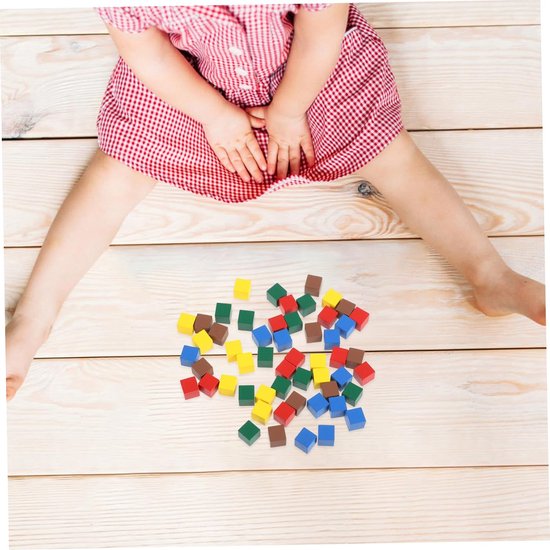 50 Stuks Houten Vierkante Schaakstukken Kinderspel Kleurrijk Houten Bordspel Pionnen Educatief Gezelschapsspel Rood Geel Karamel Groen Blauw — afbeelding 4