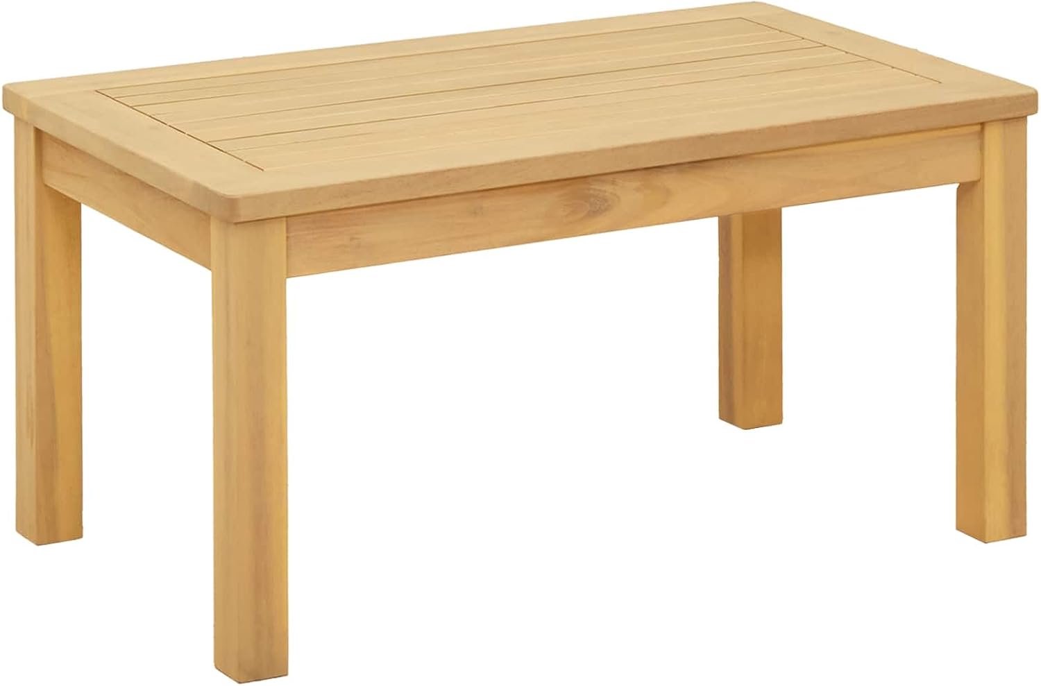 Salontafel van massief acaciahout, 70 x 40 x 36 cm, voor tuin, terras, woonkamer, met rustieke charme en robuuste constructie, stabiel frame en cilindrische poten