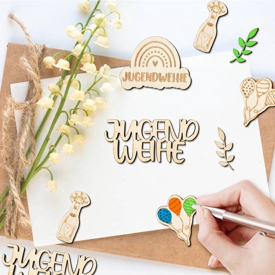 50 stuks confetti jeugdwijding, jeugdwijding, decoratie, confetti, jeugdwijding, tafeldecoratie, hout — afbeelding 5