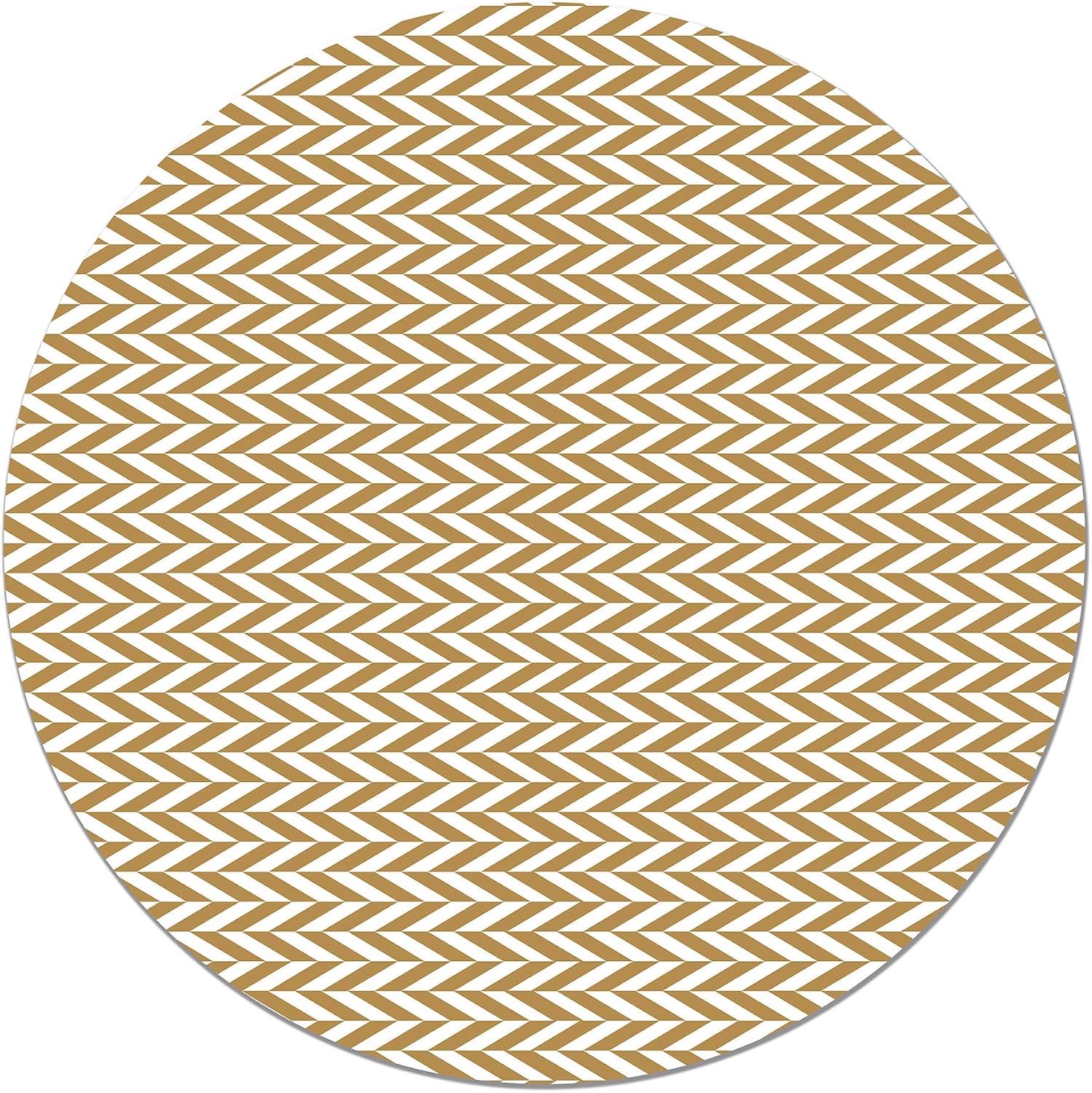 Panorama Vinyl Tapijt Ronde Spikes Mosterd 150x150cm - Vinyl Keukenmat - Woonkamer Kleed Antislip, Schimmeldodend en Vlamvertragend - Grote Tapijten - PVC Vloerkleden