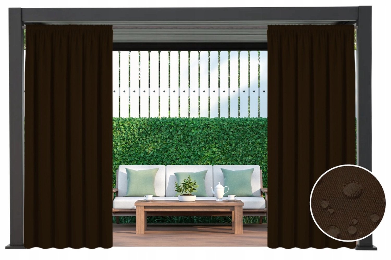 Waterdichte Terrasgordijn 155x220 cm - Outdoor Gordijn voor Tuin & Pergola