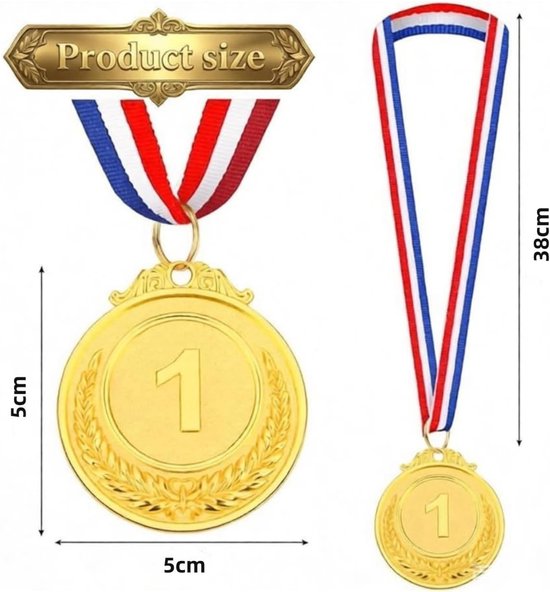 3 stuks metalen medailles met band, goud zilver brons award medaille — afbeelding 5
