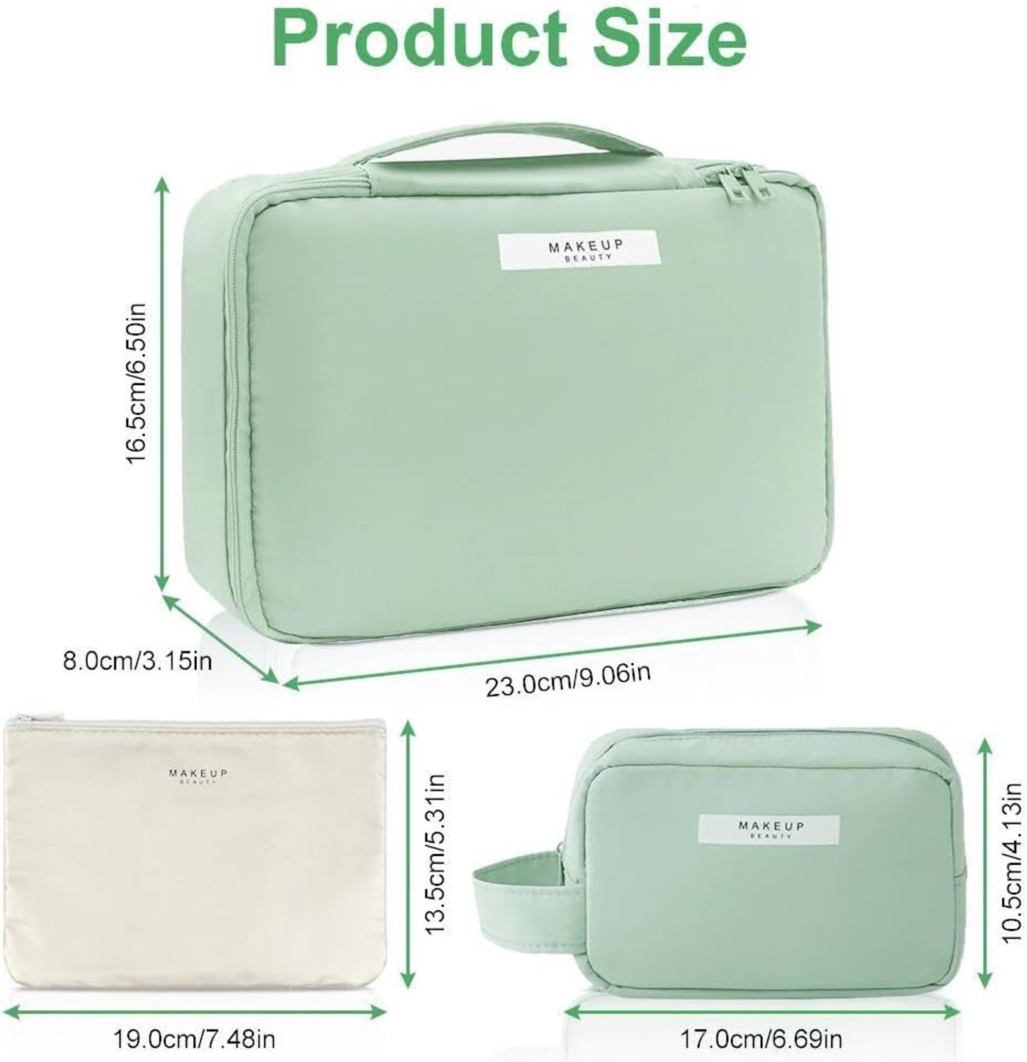 Make-up tas groot - 2 stuks groen - modern design - ideaal voor reizen - ShopVlot