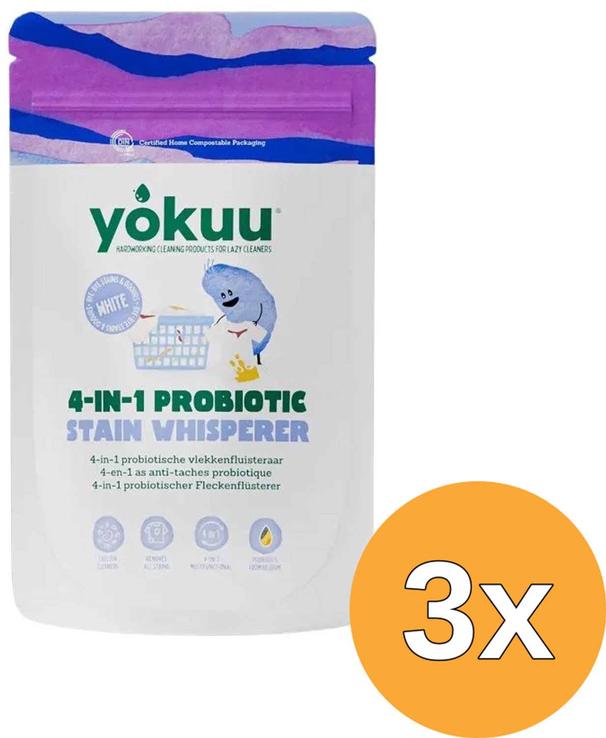 3x Yokuu 4 in 1 Probiotische Vlekkenfluisteraar voor Witte Was (390 gr)